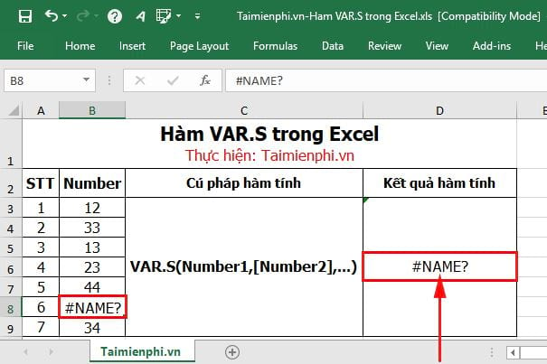 cach su dung ham vars trong Excel