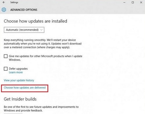 tat Windows Update Delivery Optimization